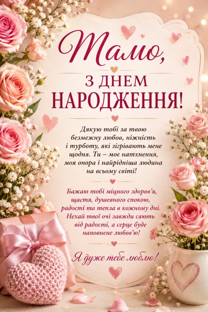 Короткі привітання з Днем народження мамі картинка 1