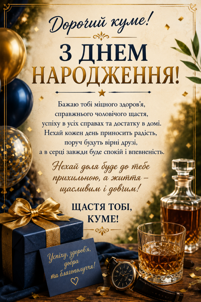 Привітання з Днем народження для кума своїми словами картинка 1