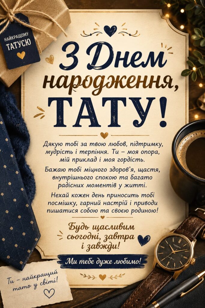 Привітання з Днем народження тата своїми словами картинка 1