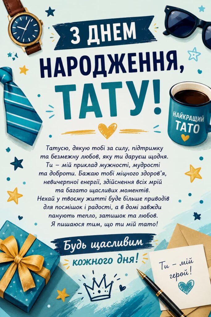 Привітання з Днем народження тата своїми словами картинка 2