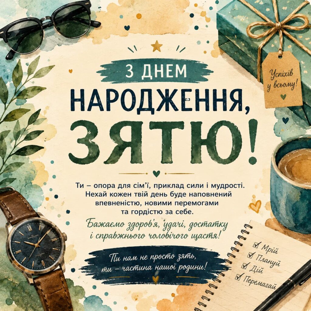 Привітання з Днем народження зятю своїми словами картинка 3