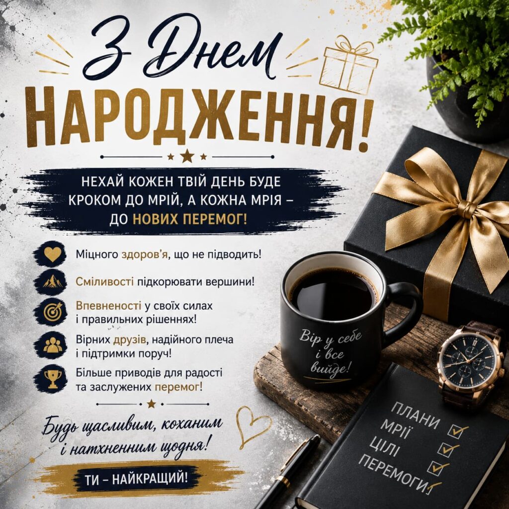 Зворушливі привітання з Днем народження для чоловіків картинка 4
