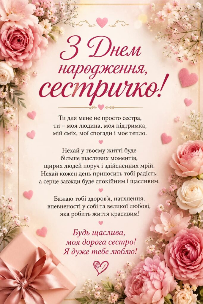 Зворушливі привітання з Днем народження для сестри картинка 1