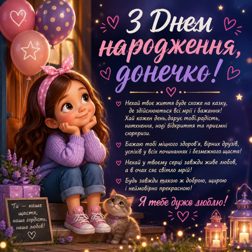 Зворушливі привітання з Днем народження донечці картинка 5