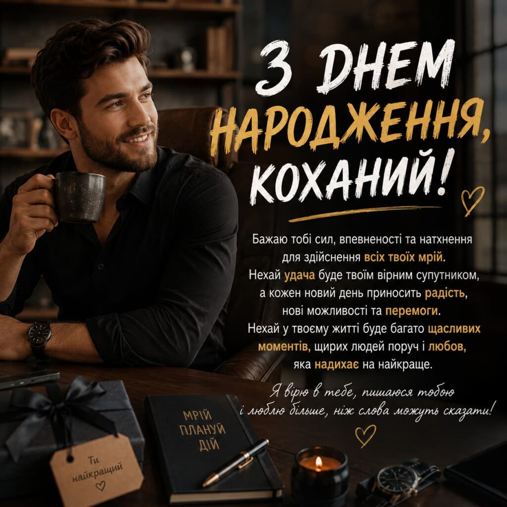 Зворушливі привітання з Днем народження коханому картинка 4