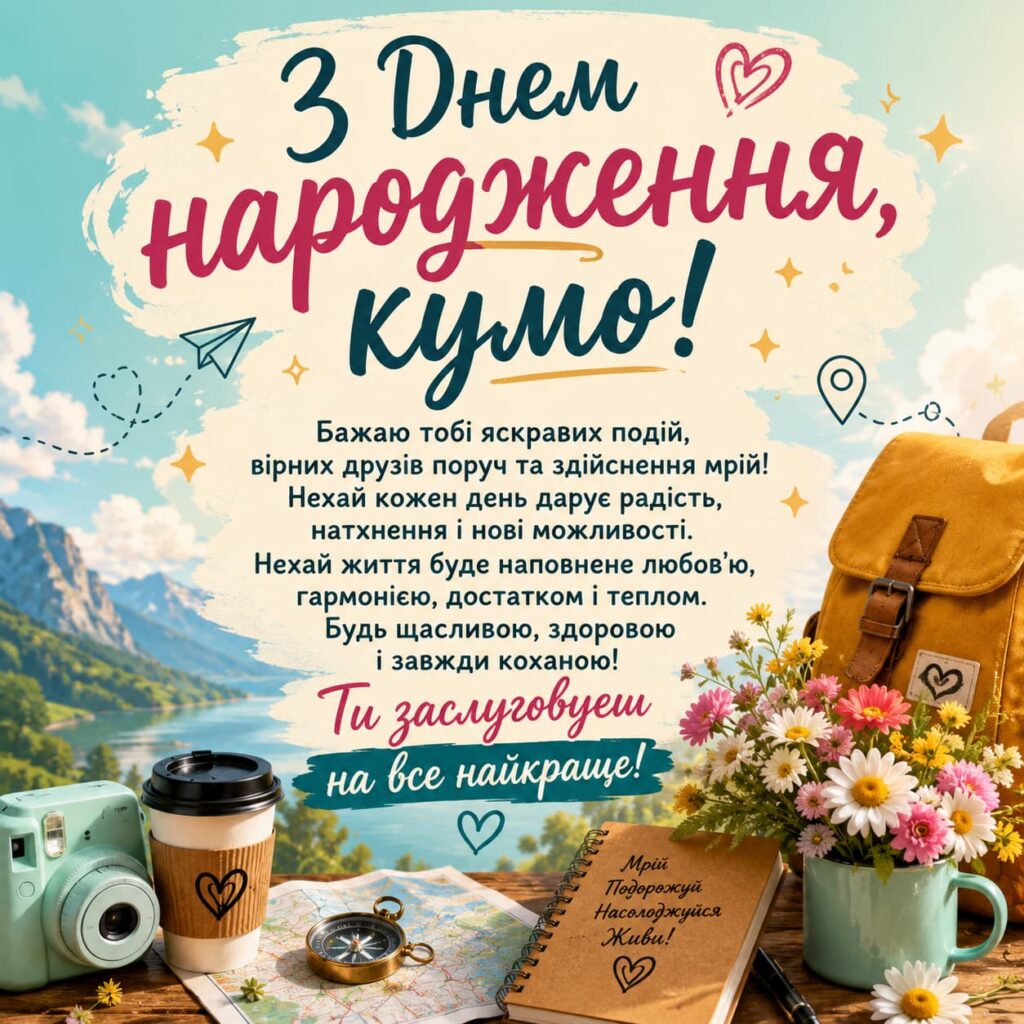 Зворушливі привітання з Днем народження кумі картинка 3