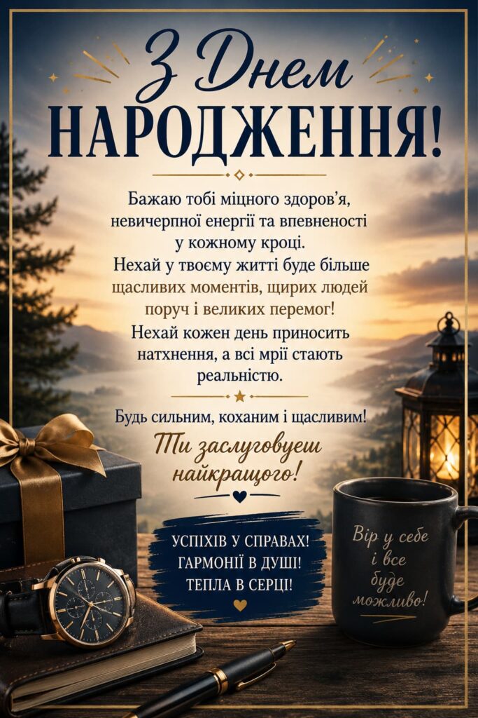 Зворушливі привітання з Днем народження для чоловіків картинка 1