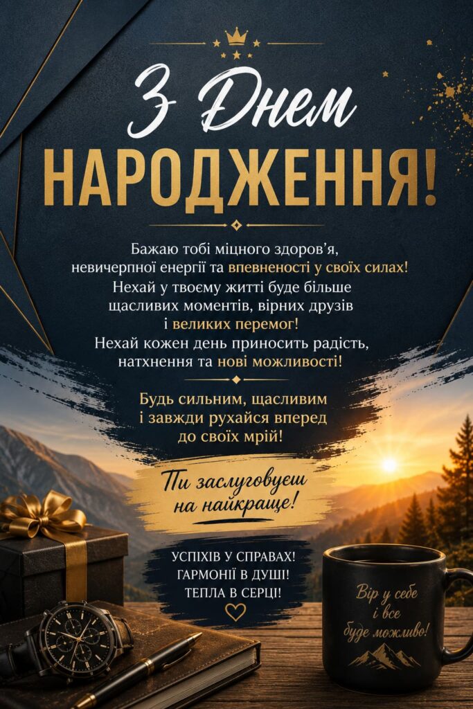 Зворушливі привітання з Днем народження для чоловіків картинка 2