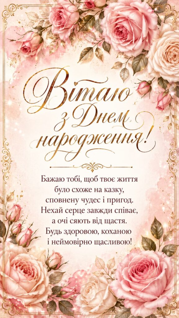Коротке зворушливі привітання з Днем народження жінці картика