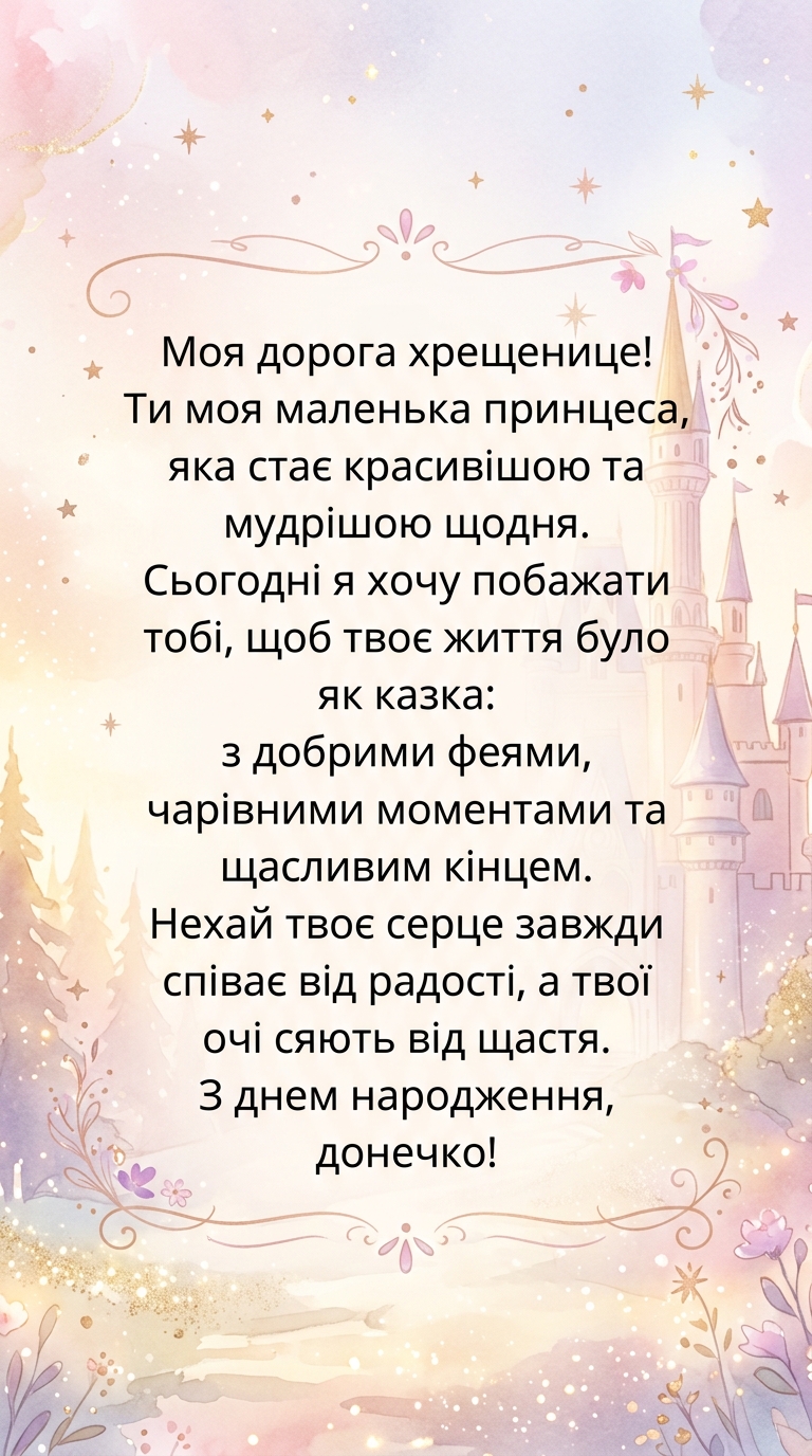 привітання хрещеній доньці в прозі своїми словами