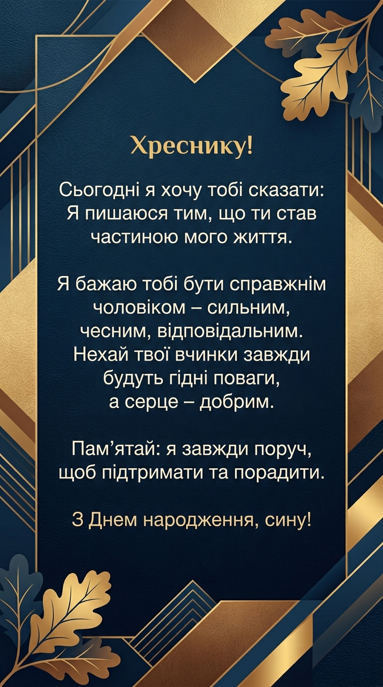 привітання хрещеному від хресного батька