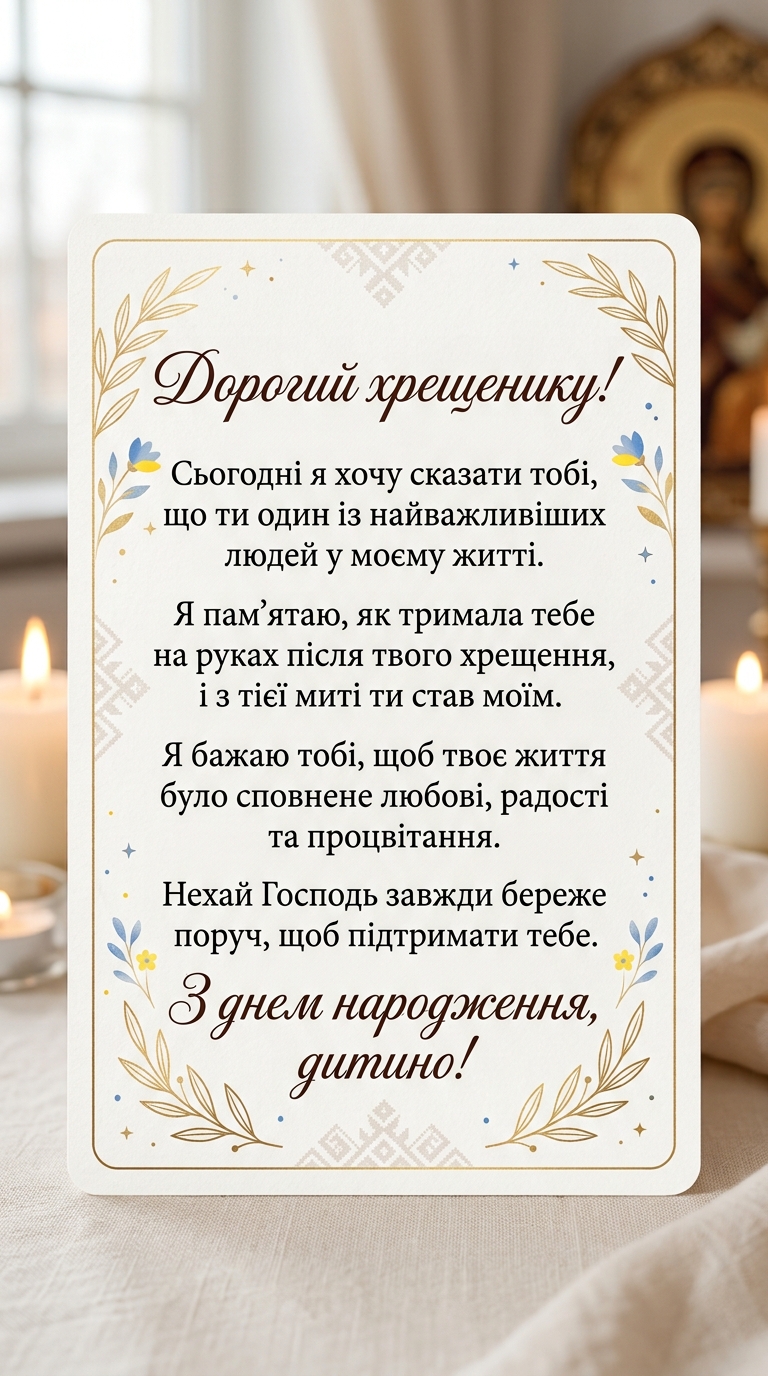 привітання хрещеному від хресної матері
