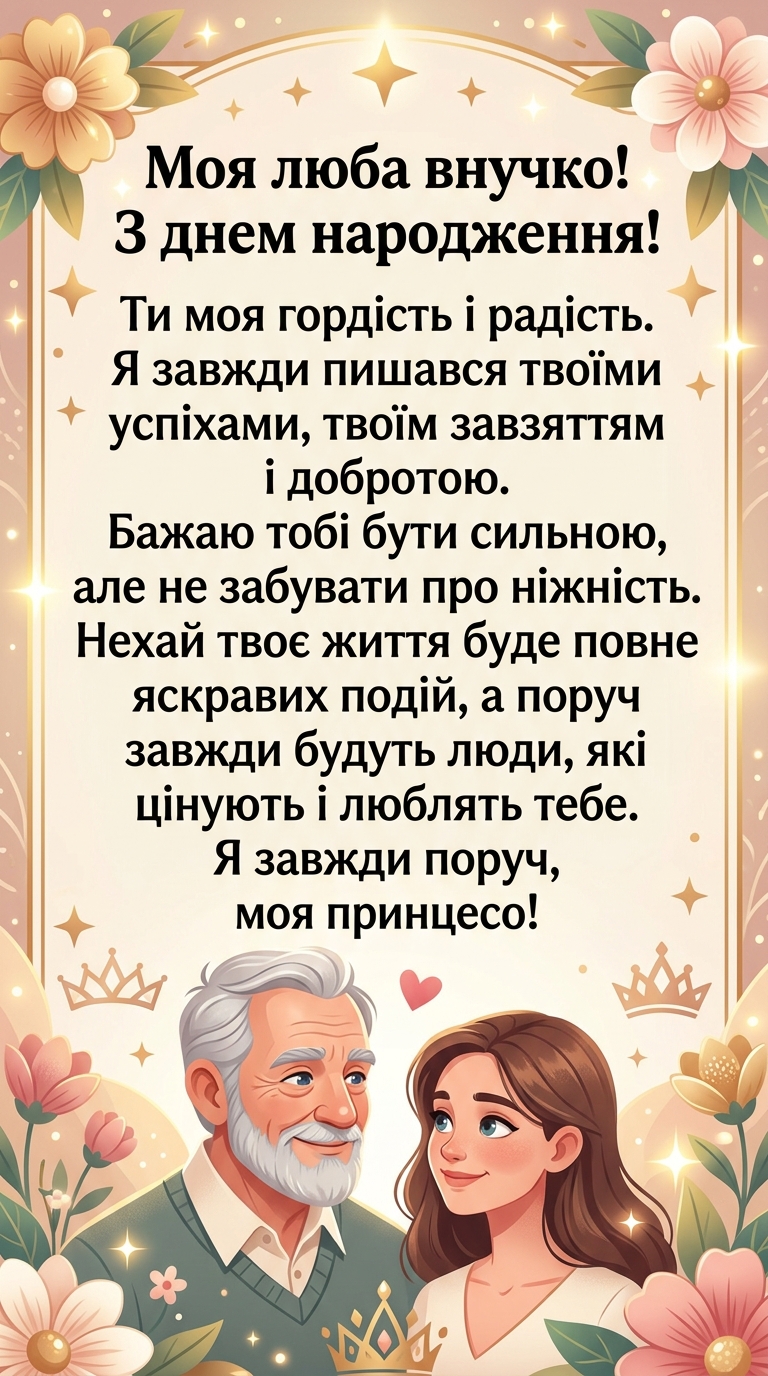 привітання з днем народження для внучки від дідуся: щирі та теплі слова