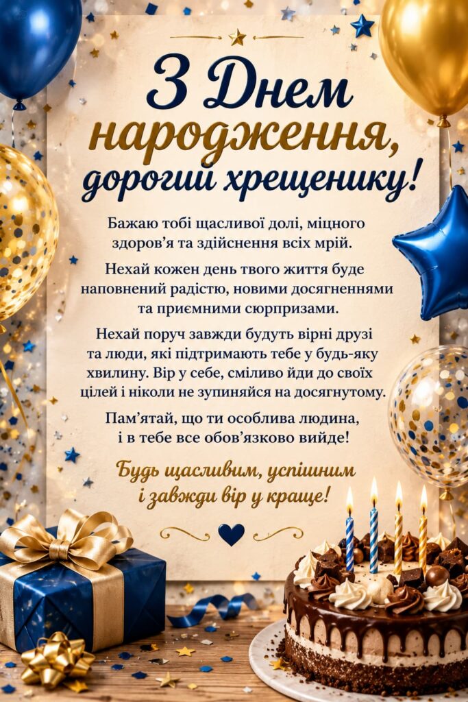 Зворушливі привітання з Днем народження хрещенику картинка 1