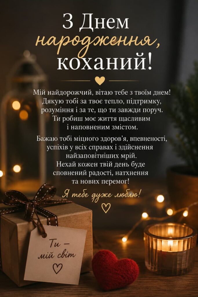 Зворушливі привітання з Днем народження коханому картинка 5