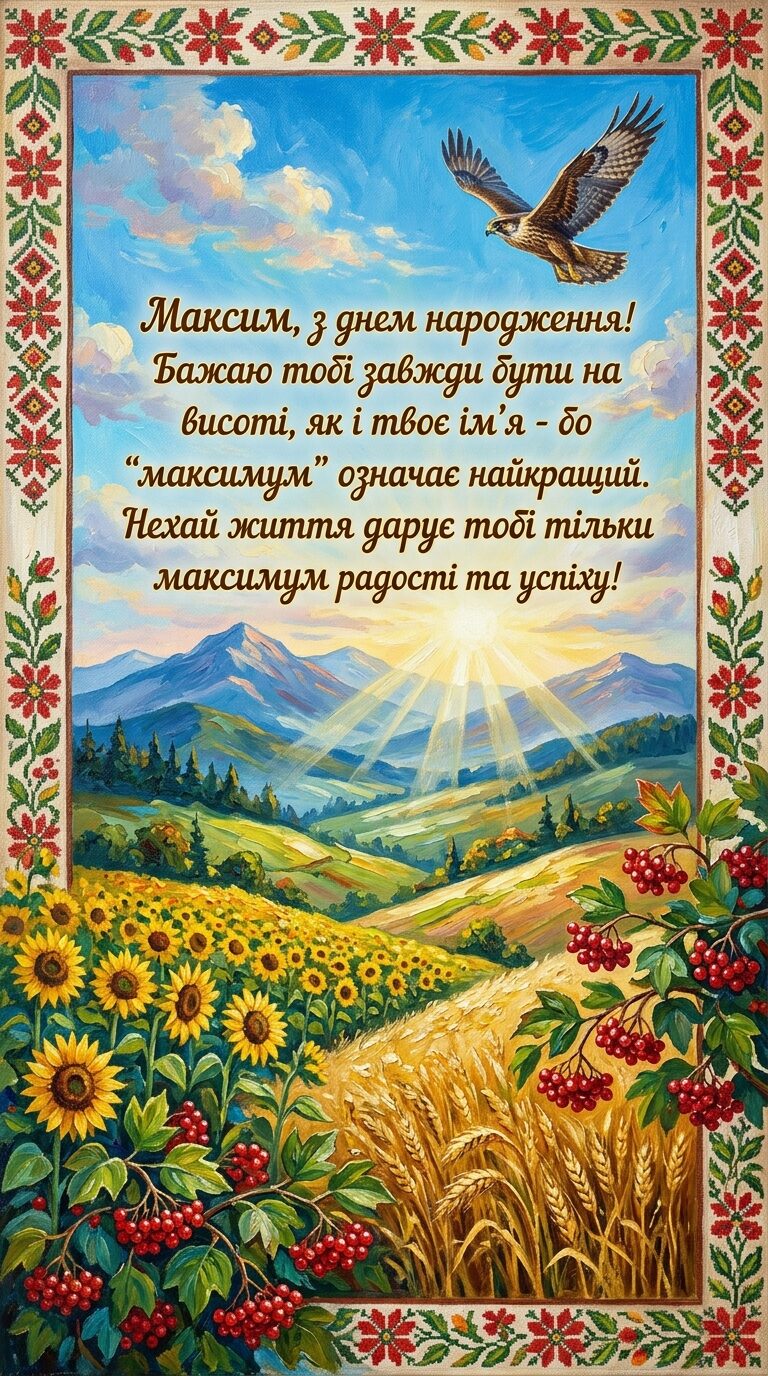 Короткі привітання для Максима у віршах та прозі - картинка
