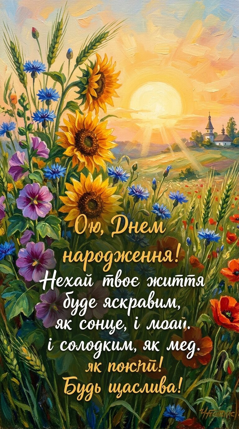 Короткі привітання з Днем народження для Ольги (СМС, месенджери, листівки) - картинка