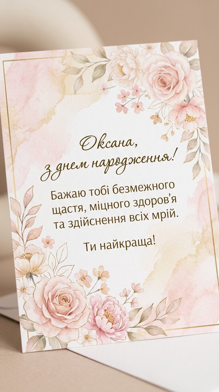 короткі привітання з днем народження оксани для смс та соціальних мереж
