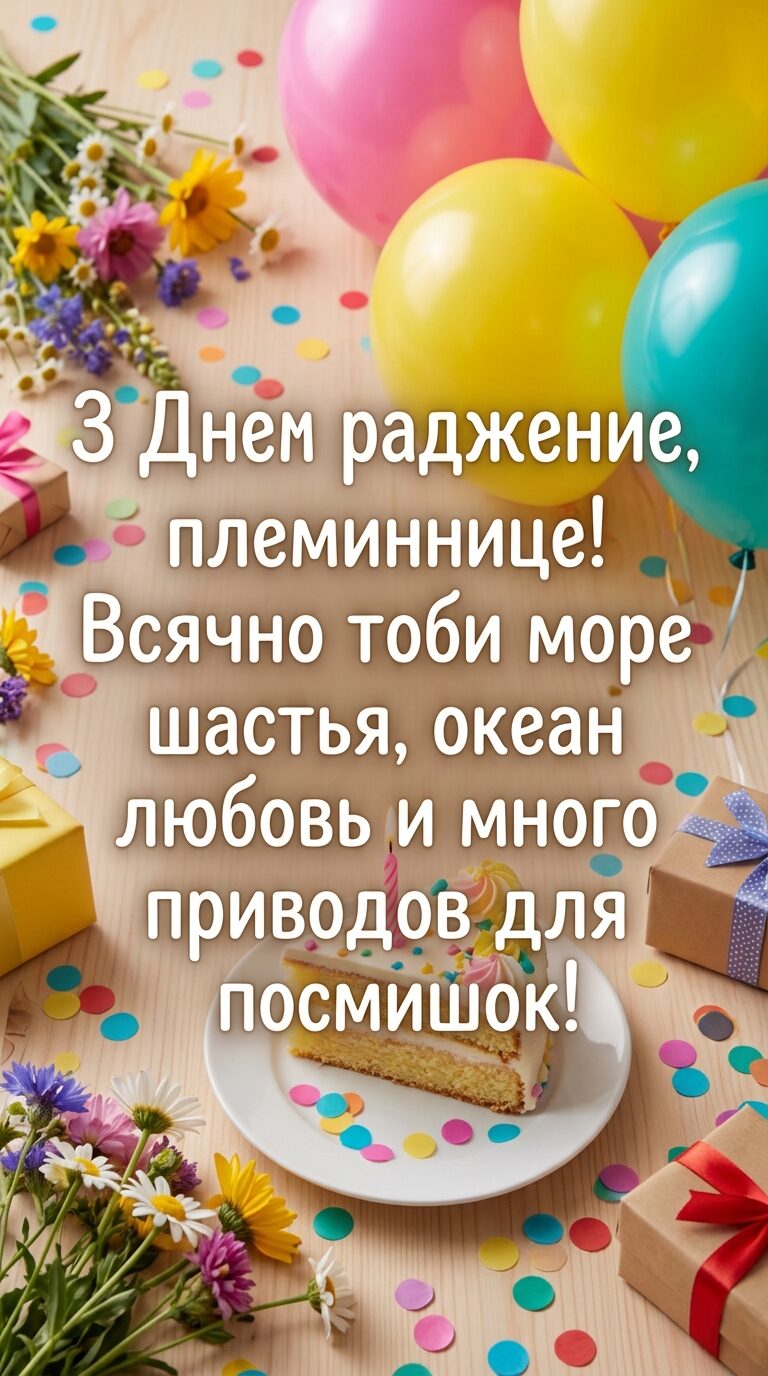короткі привітання з днем народження племінниці своїми словами для смс та соцмереж
