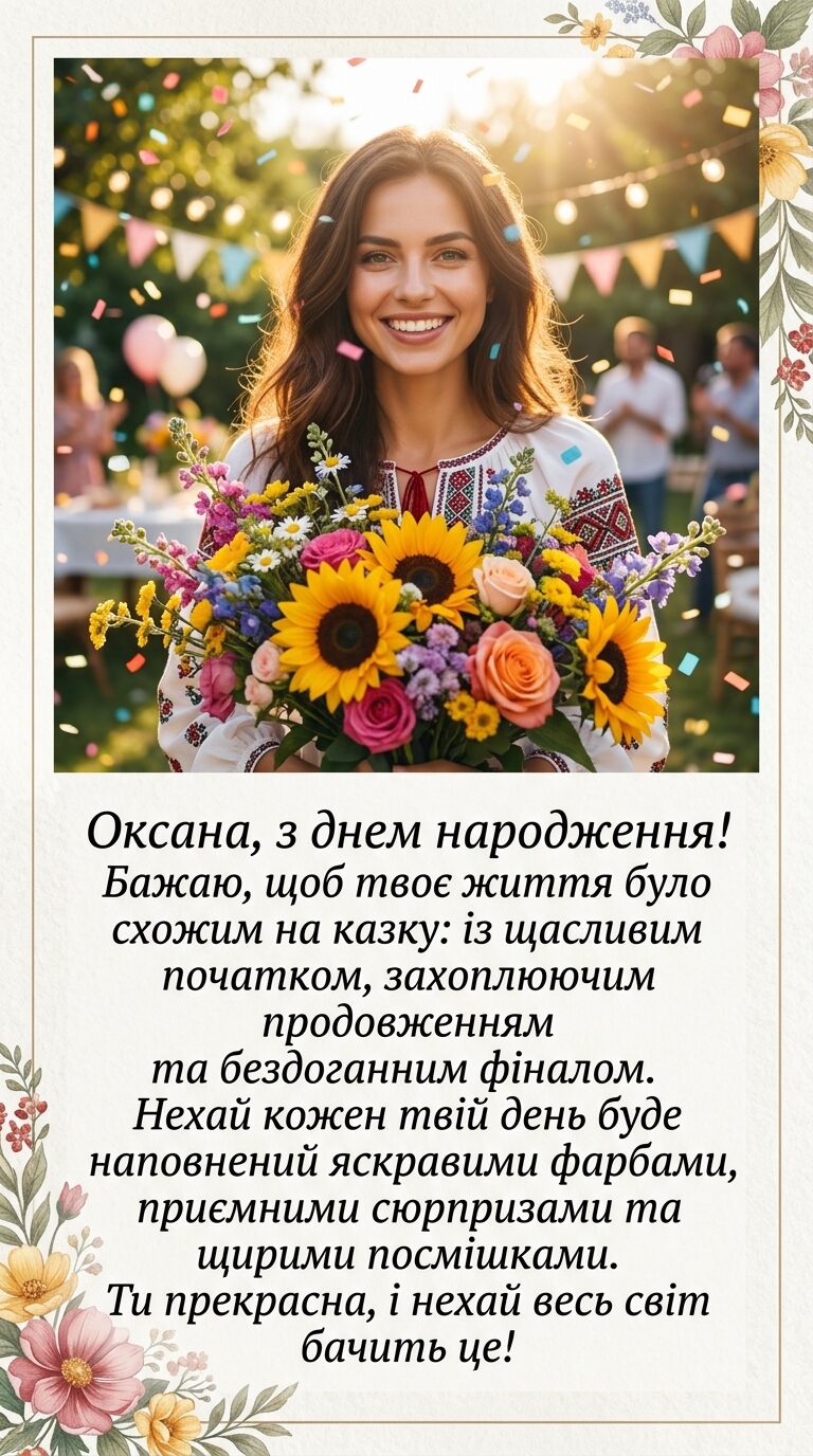 красиві привітання з днем народження оксани у віршах та прозі картинка 