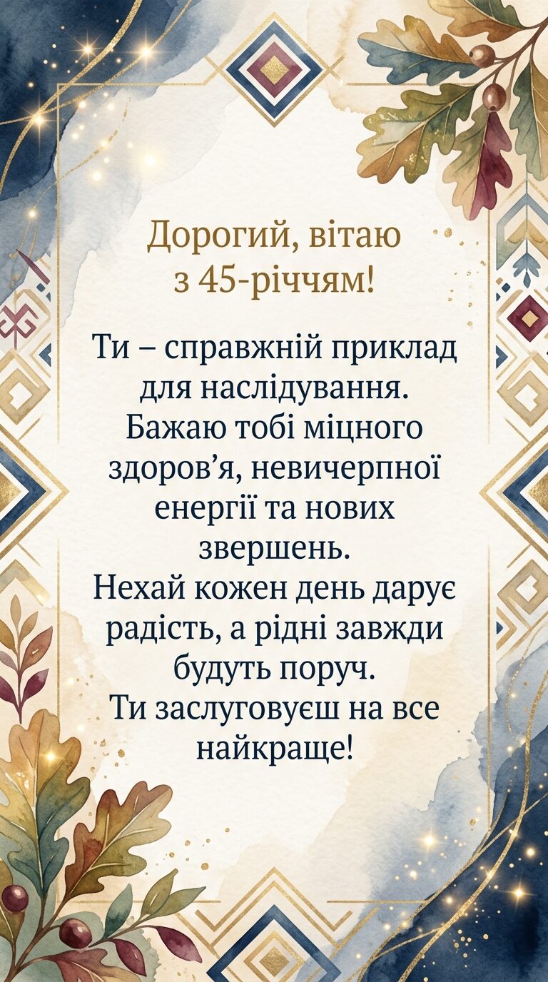 Найкращі привітання з 45-річчям своїми словами - картинка