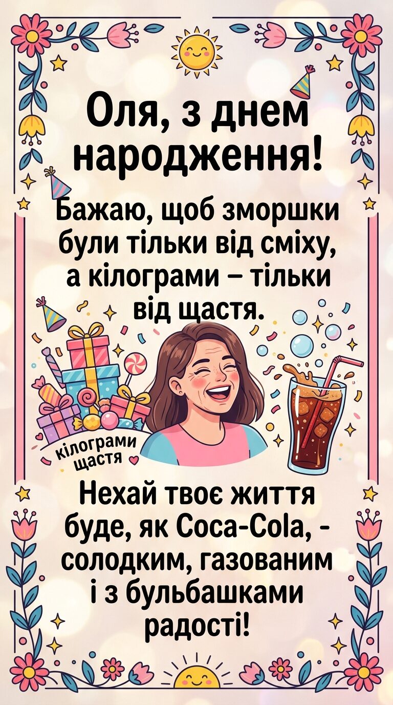 Прикольні привітання з Днем народження для Ольги - картинка