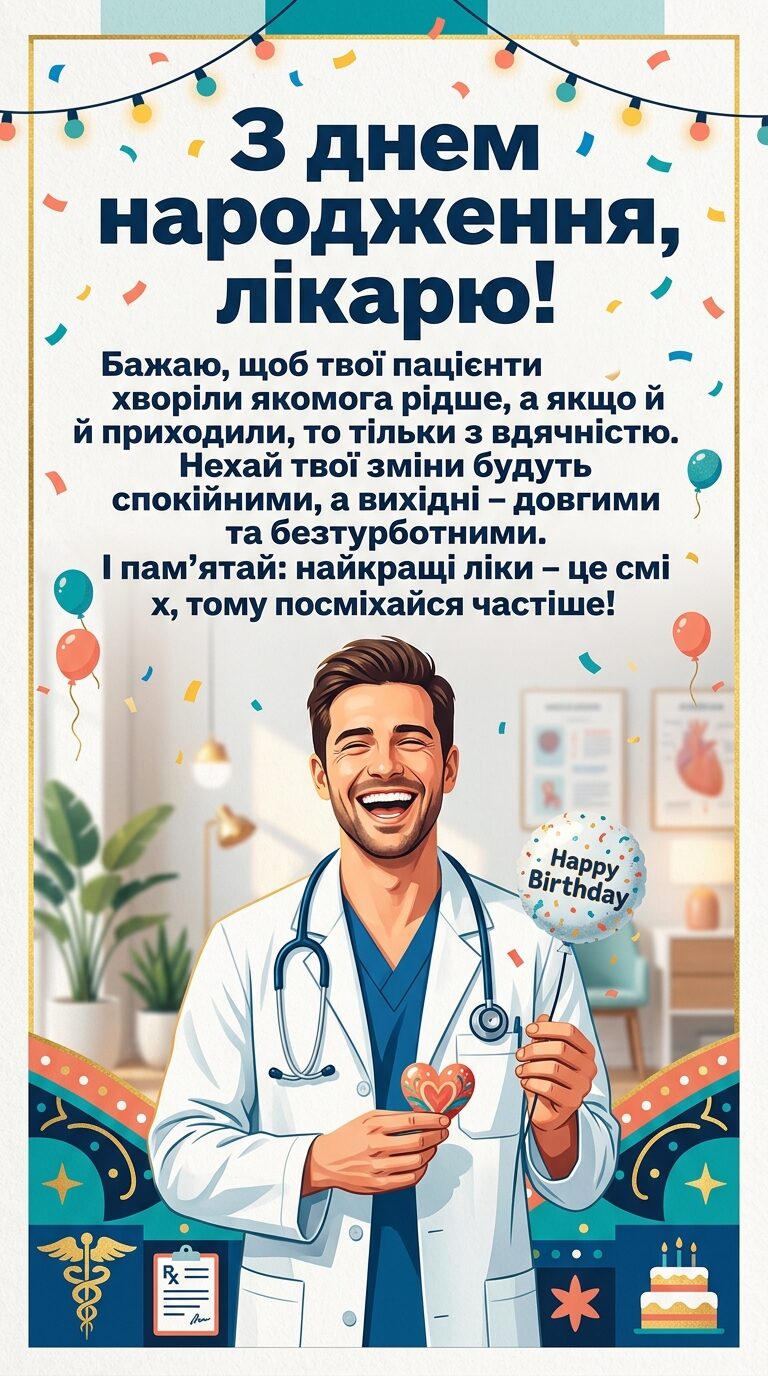 Прикольні та гумористичні побажання для лікаря - картинка