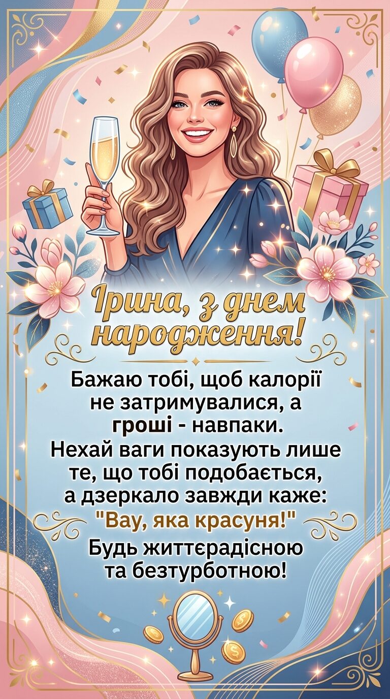 Прикольні та смішні привітання Ірині з Днем народження - картинка
