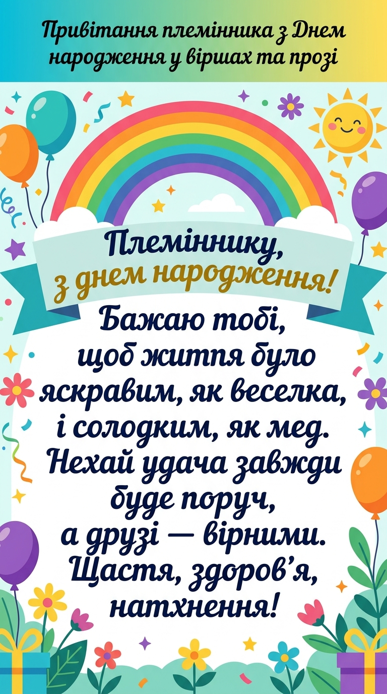 привітання племінника з днем народження у віршах та прозі