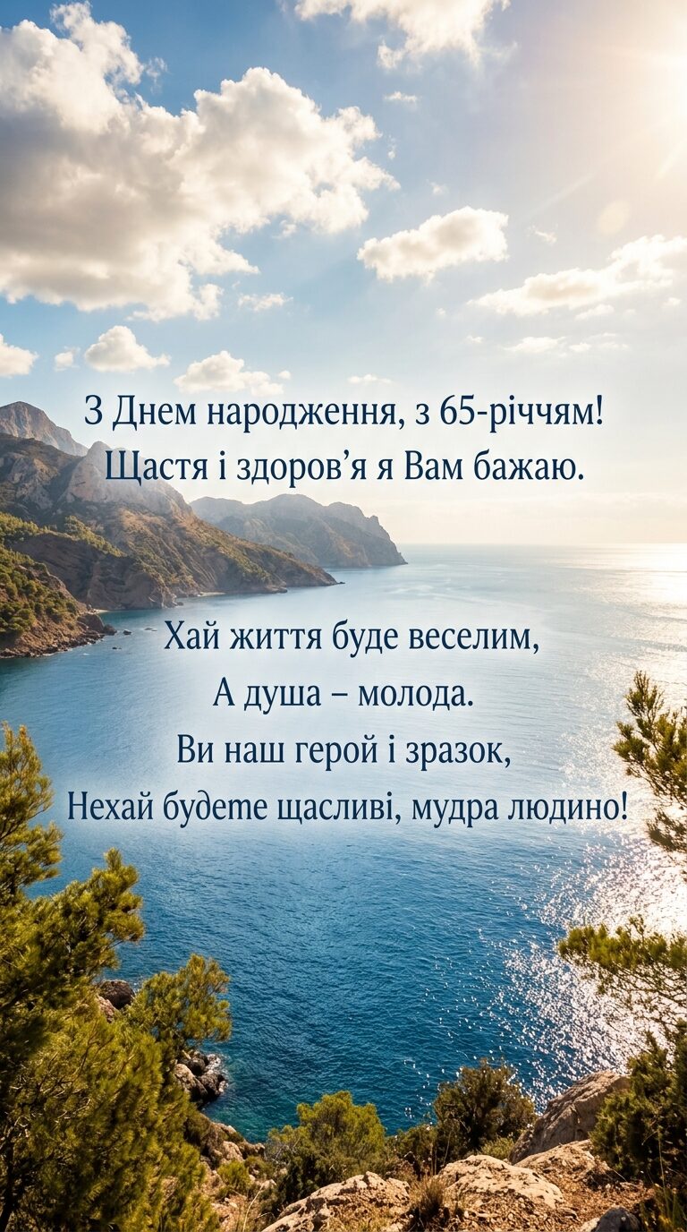 Привітання з 65-річчям мужчині у віршах - картинка