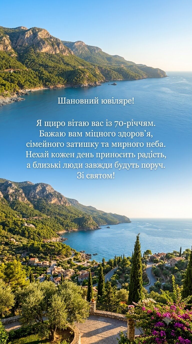 Привітання з 70-річчям чоловіку в прозі - картинка