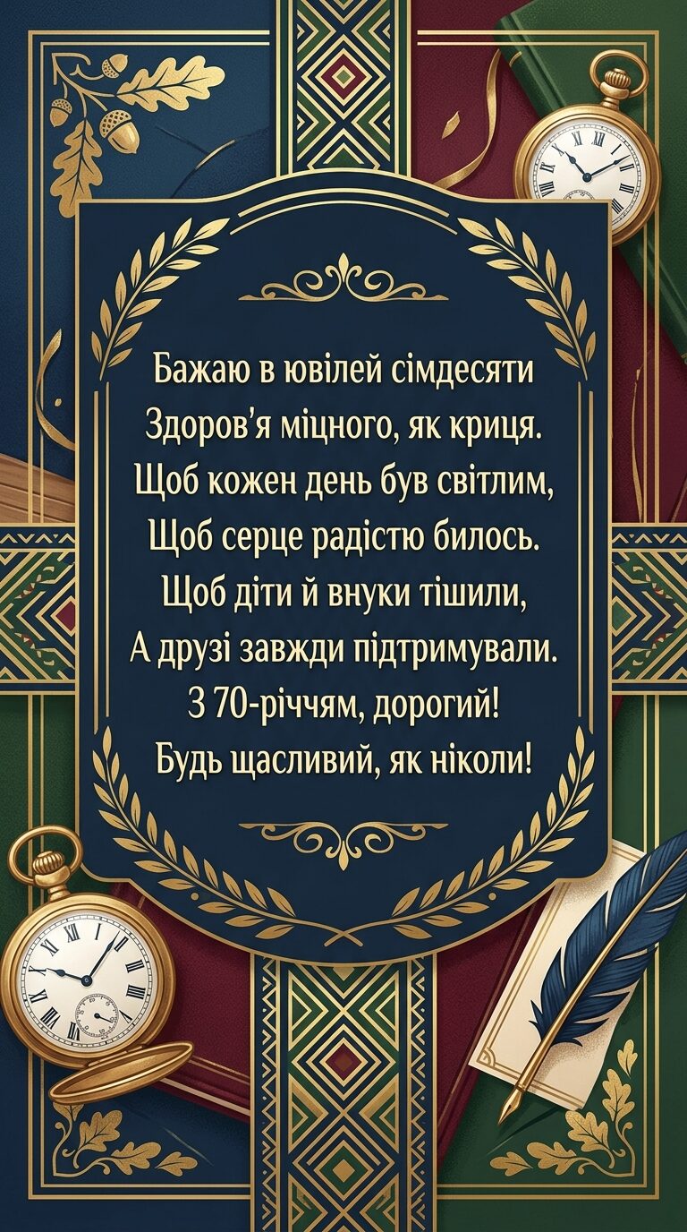 Привітання з 70-річчям у віршах - картинка