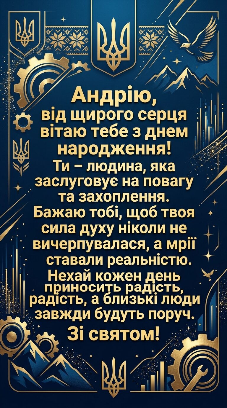 Привітання з днем народження Андрію в прозі - картинка