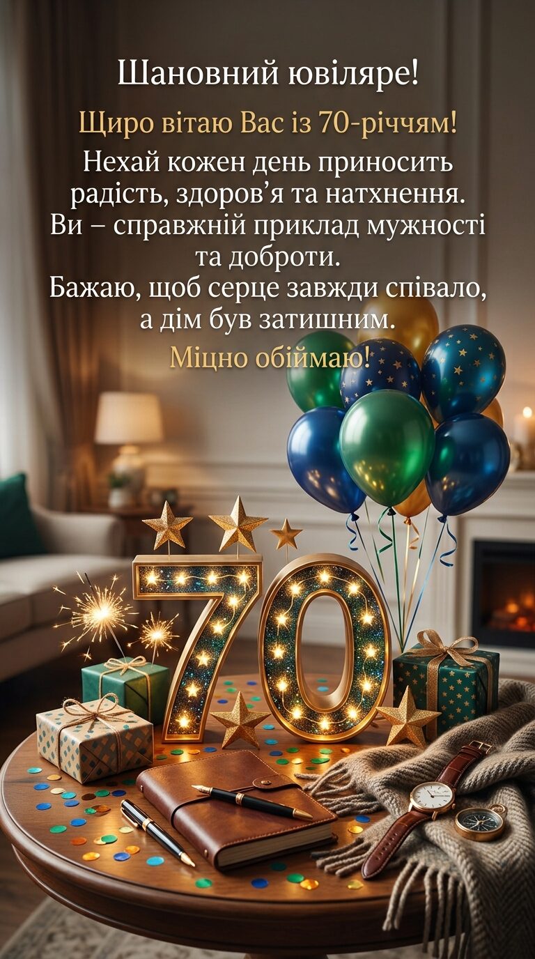 Щирі привітання з 70-річчям своїми словами - картинка