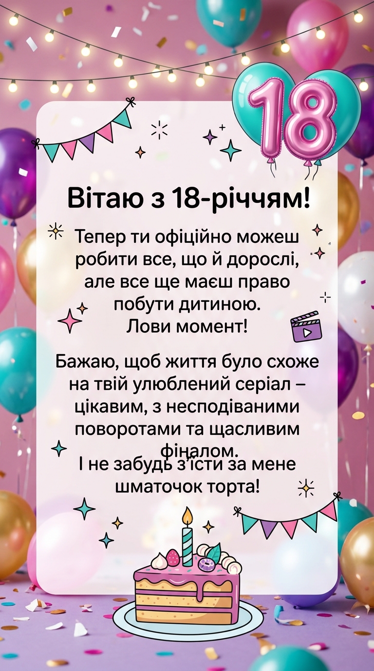 смішні та прикольні привітання з 18 річчям дівчині