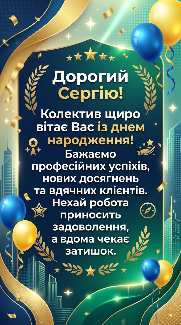 Вітання для Сергія від колективу та колег - картинка