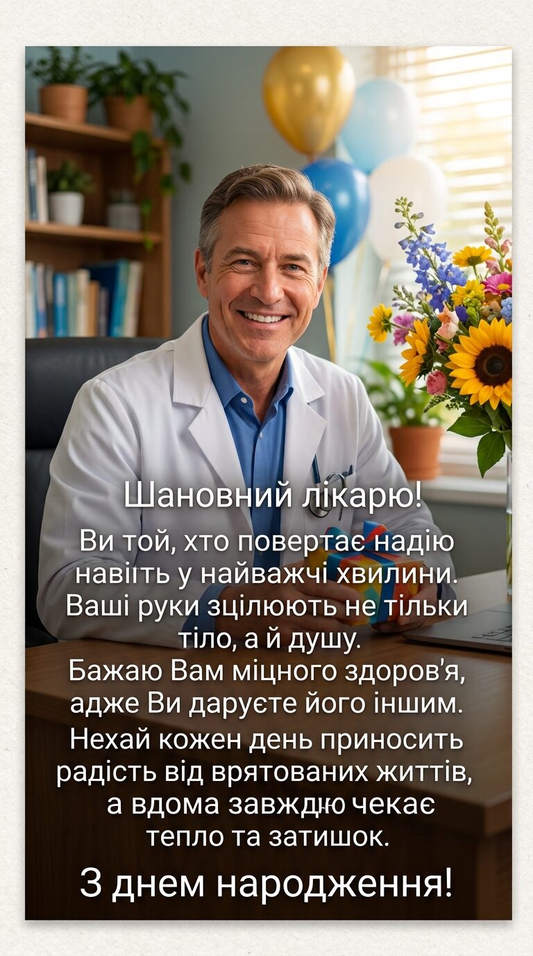 Зворушливі привітання лікарю своїми словами - картинка