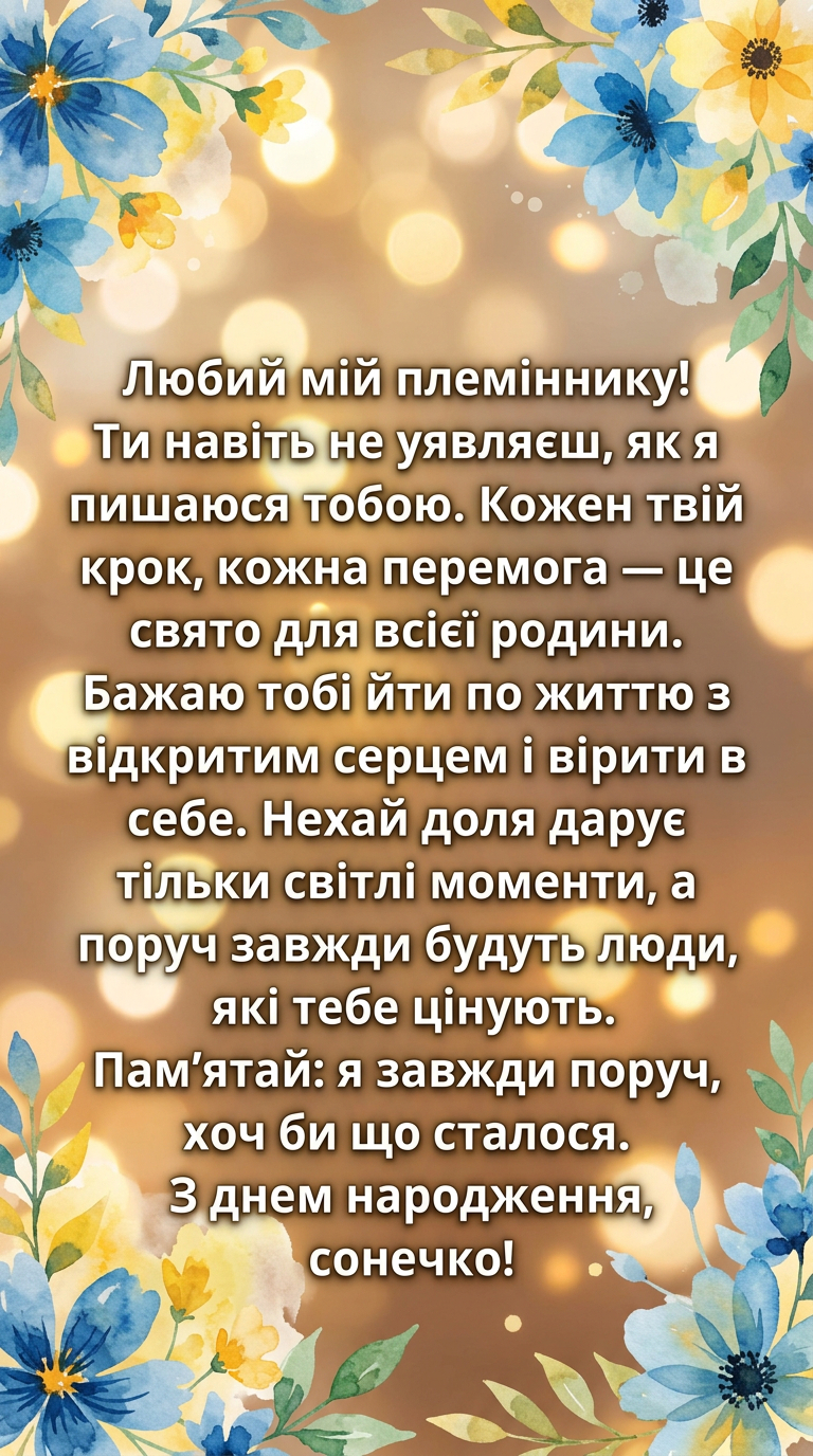 зворушливі привітання племінника з днем народження до сліз