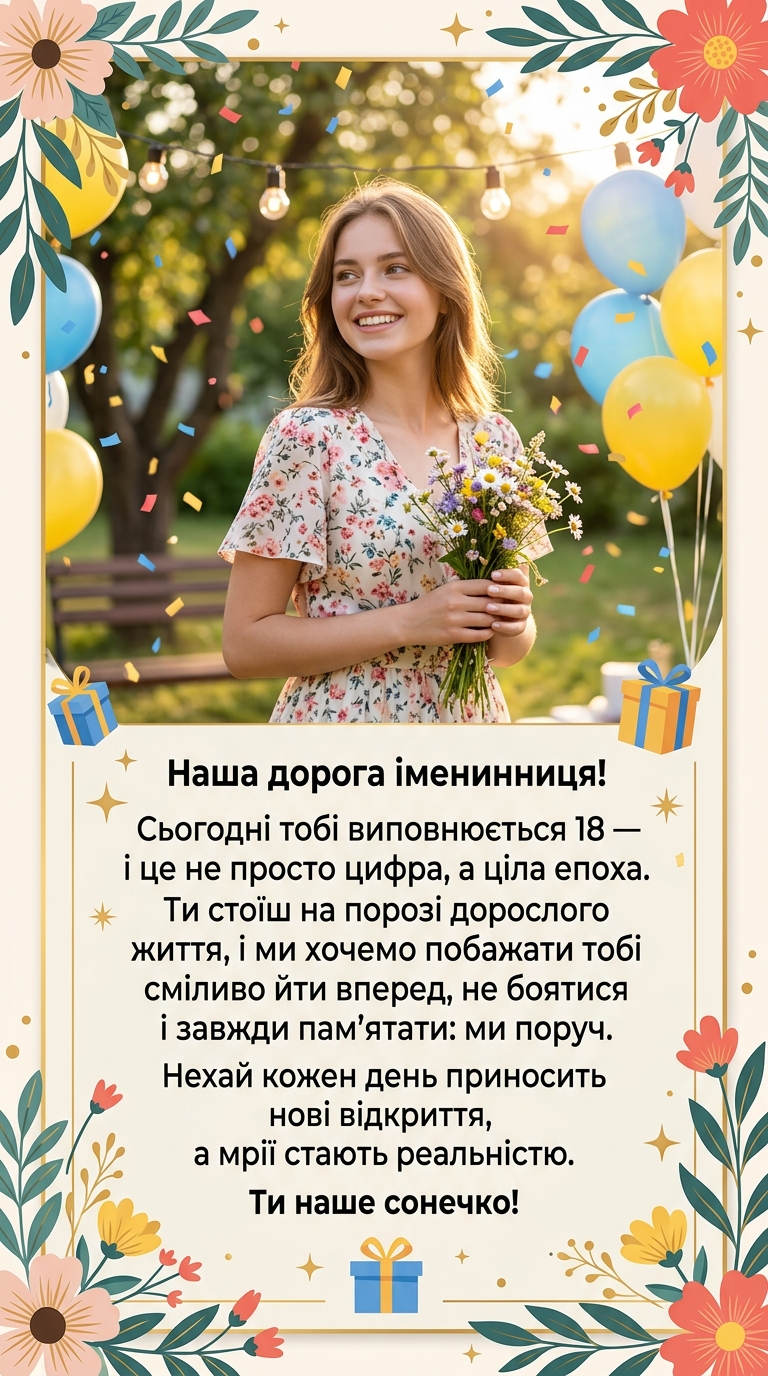 зворушливі привітання з 18 річчям дівчині своїми словами