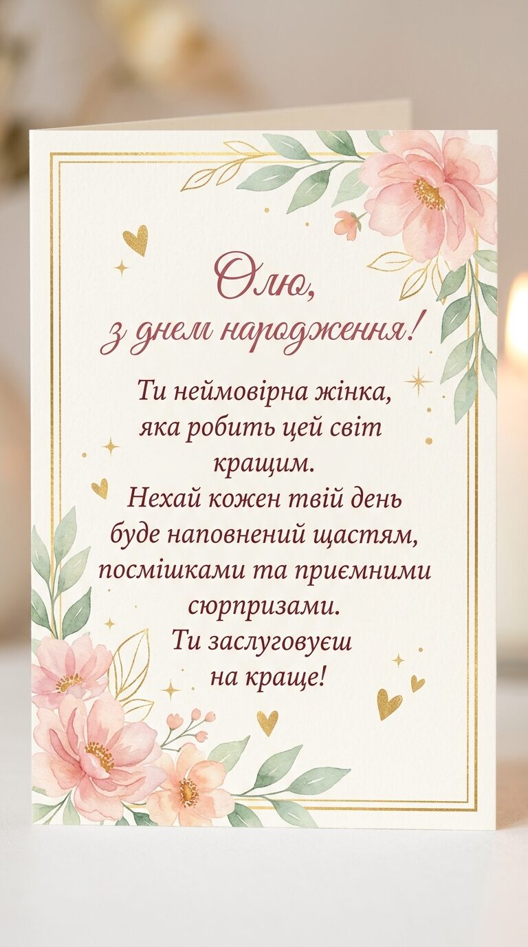 Зворушливі привітання з Днем народження для Ольги своїми словами - картинка