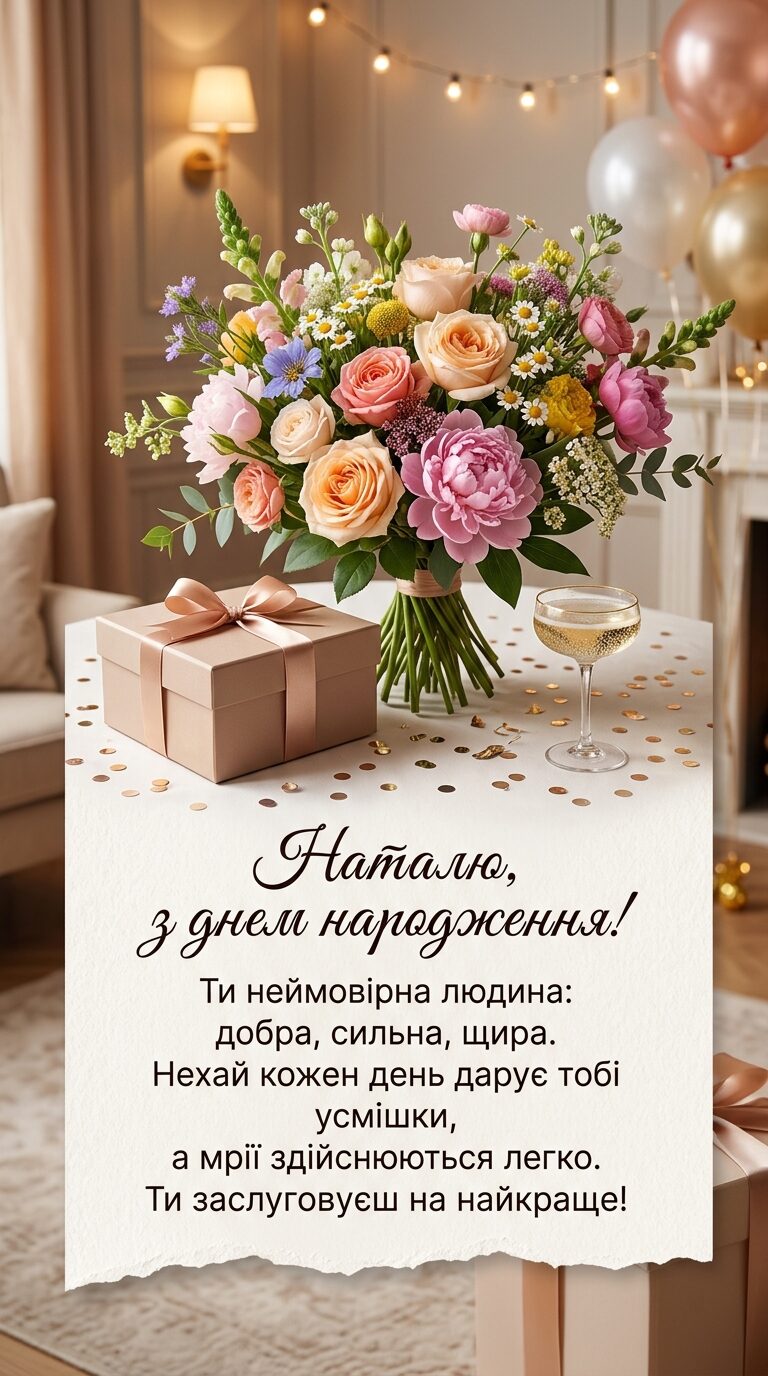 Зворушливі привітання з Днем народження Наталії своїми словами - картинка