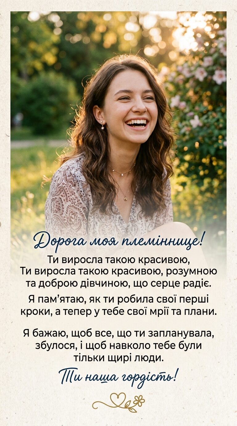 зворушливі привітання з днем народження племінниці своїми словами до сліз