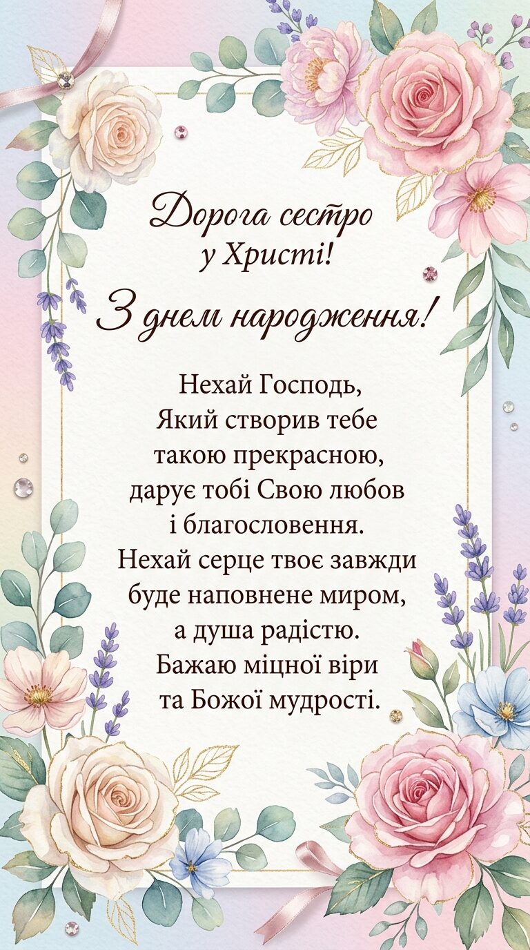 Християнські привітання з днем народження жінці - картинка