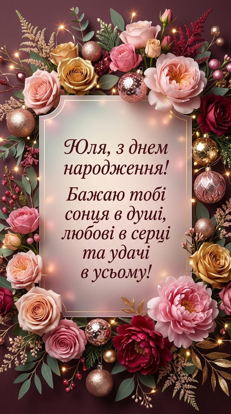Короткі привітання з днем народження Юлі для листівок та смс - картинка