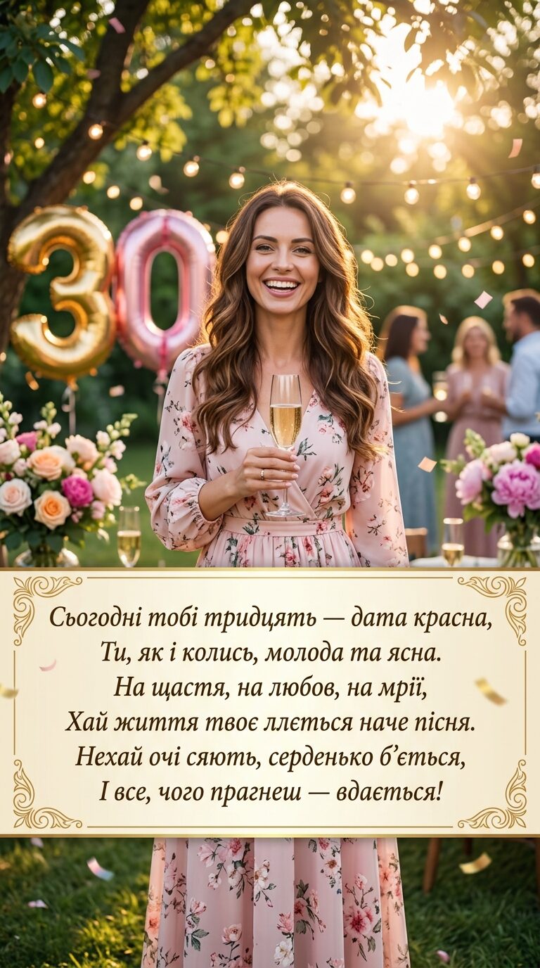 Красиві привітання з 30-річчям жінці у віршах - картинка