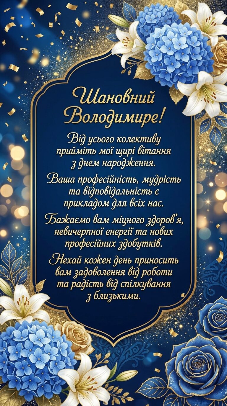 Офіційні привітання з днем народження Володимира від колективу - картинка