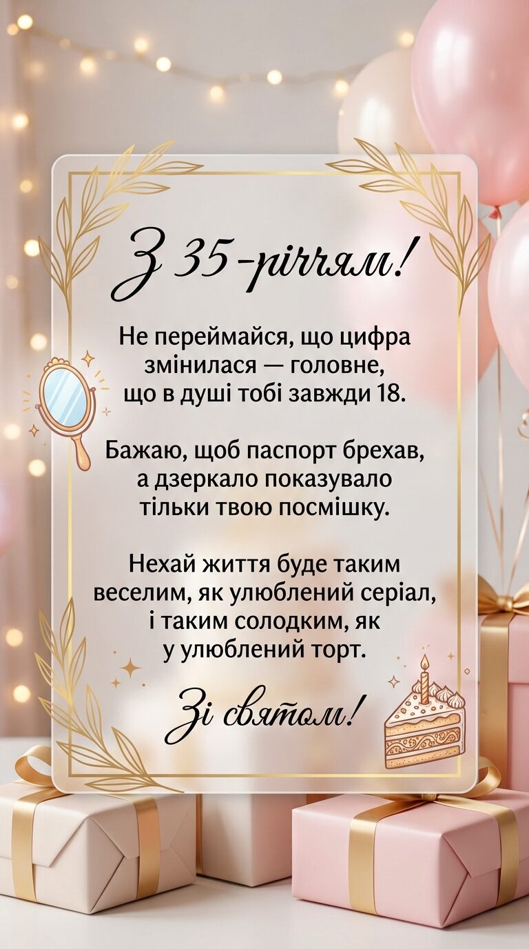 Прикольні привітання з 35-річчям жінці, які піднімуть настрій - картинка