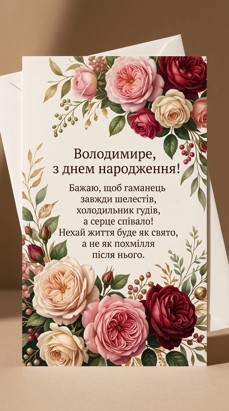 Прикольні привітання з Днем народження Володимира - картинка