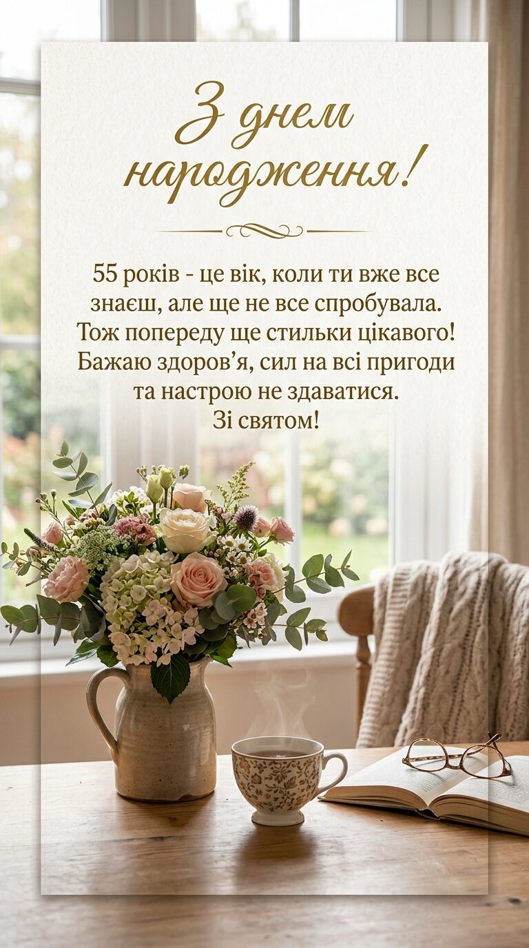 Прикольні привітання з ювілеєм 55 років жінці - картинка