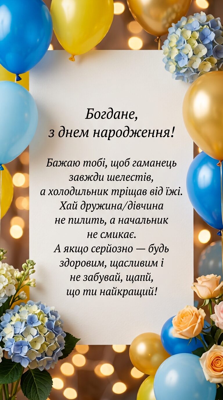 Прикольні та смішні привітання для Богдана - картинка